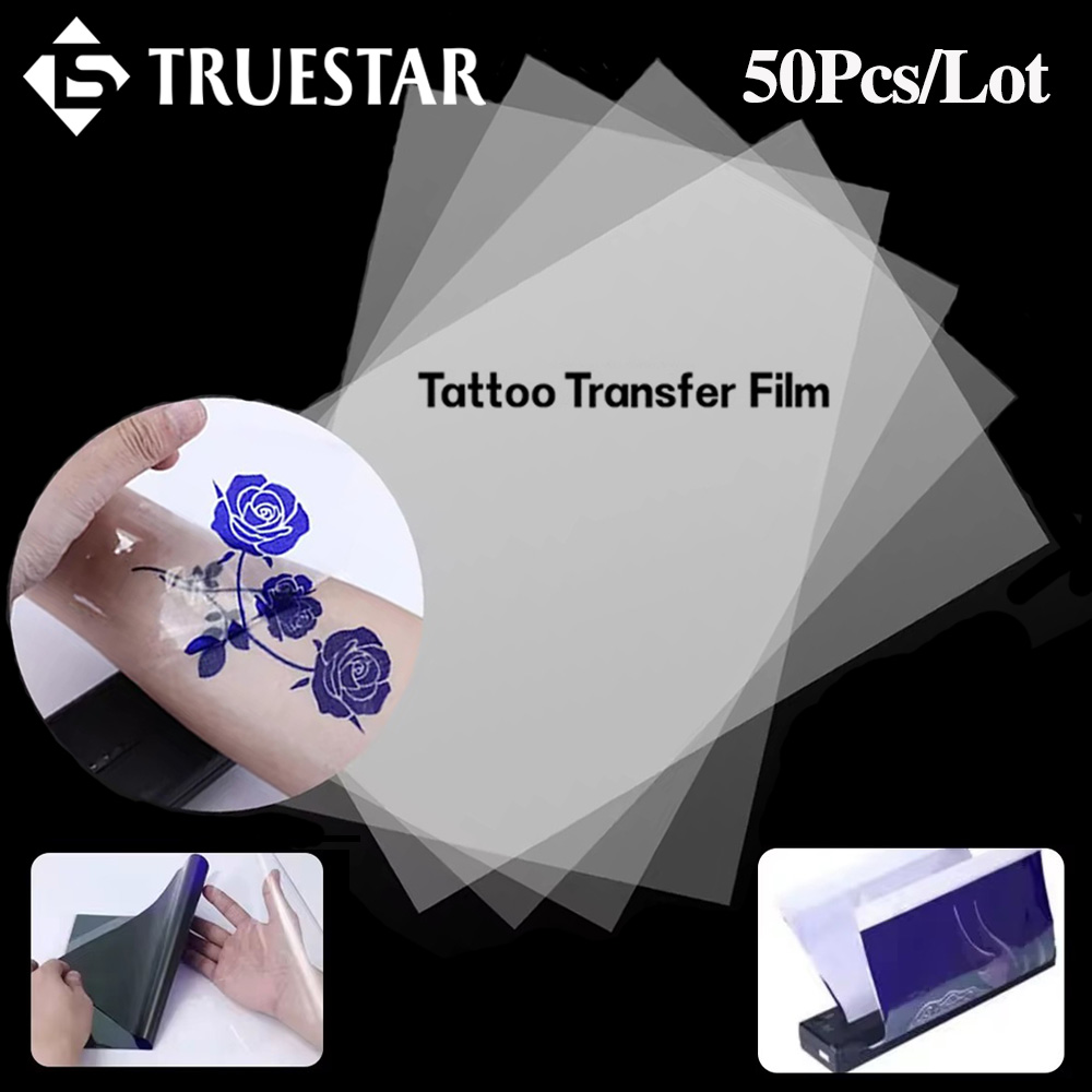 Foil Transfer Machine - 50PCS Tattoo Transfer ฟิล์มกระดาษ A4 ขนาดเครื่องพิมพ์ลายฉลุกระดาษเครื่องถ่ายเอกสารคาร์บอนเอกสารสําหรับ