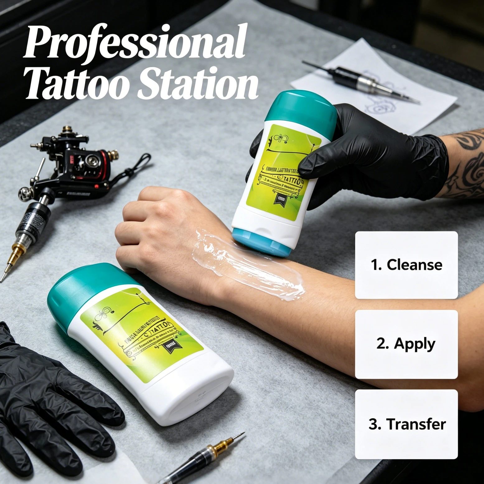 Foil Transfer Machine - ครีมถ่ายโอนลายสัก ครีมสติ๊กเกอร์ลายสัก เจลถ่ายโอนลายสัก สำหรับเครื่องถ่ายโอนลายสัก อุปกรณ์สัก