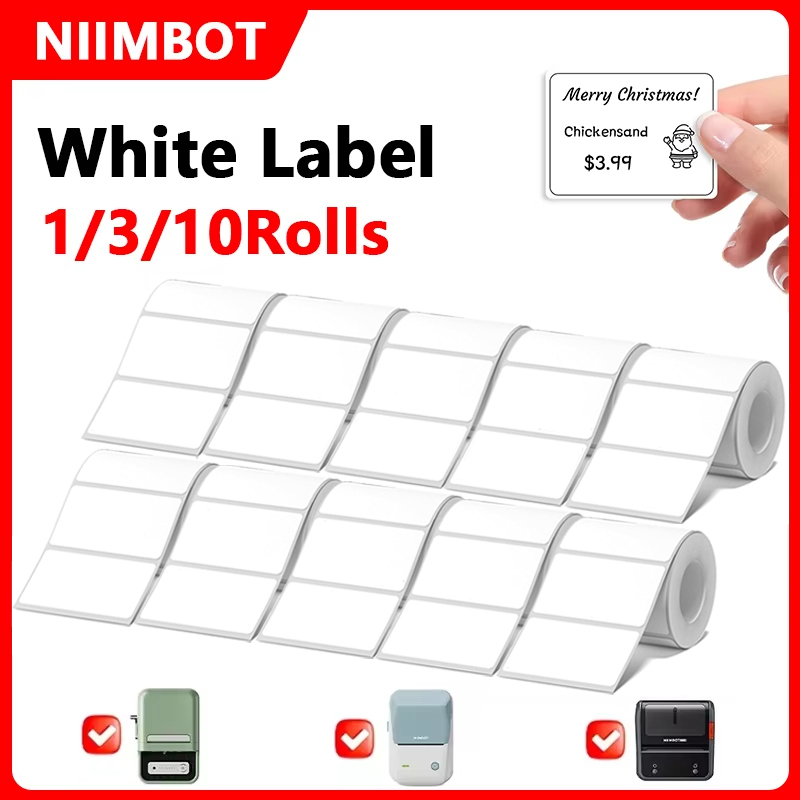 Commercial Printing Inc - Niimbot 1/3/10 ม้วนสีขาวป้ายความร้อนสติกเกอร์กันน้ํา Anti-Oil UV กระดาษสําหรับ
