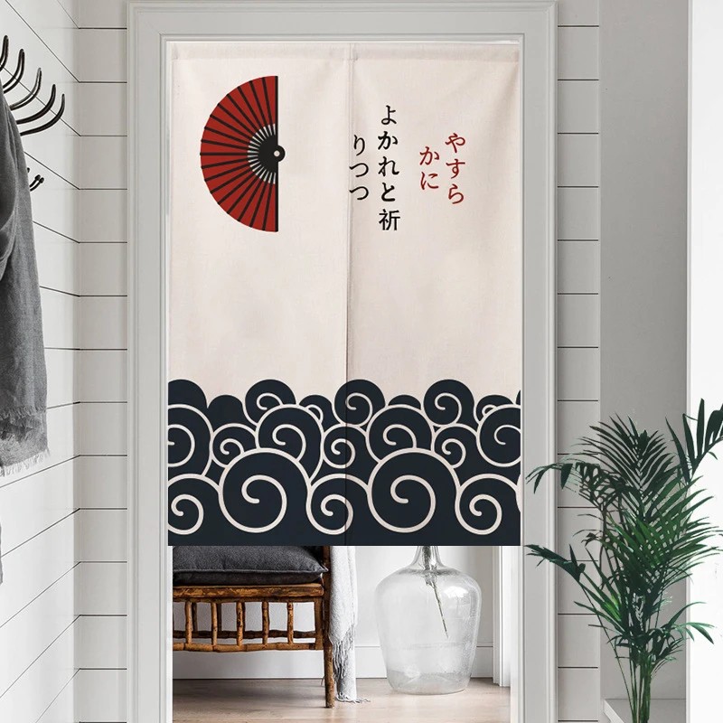 Commercial Window Printing - ม่านพับญี่ปุ่น VIKAMA ลายคลื่นอุคิโยะเอะ ผ้าม่านเนโรเน สำหรับห้องน้ำ ห้องเชิงพาณิชย์
