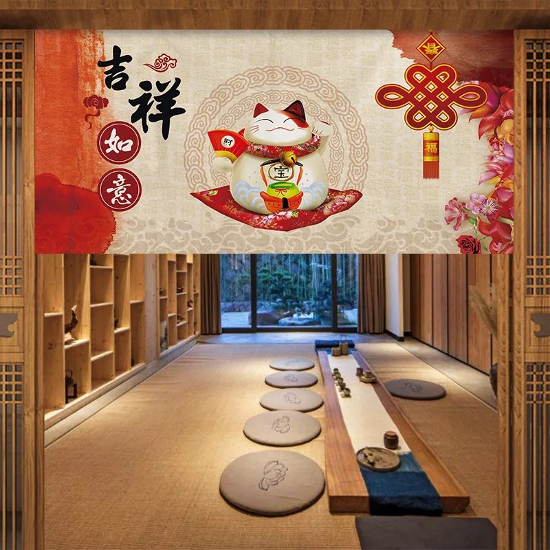 Commercial Window Printing - VIKAMA ผ้าม่านประตูสไตล์ญี่ปุ่นฟูจิ คิโมโน โนเร็น แบบติดเวลโคร ไม่ต้องเจาะ