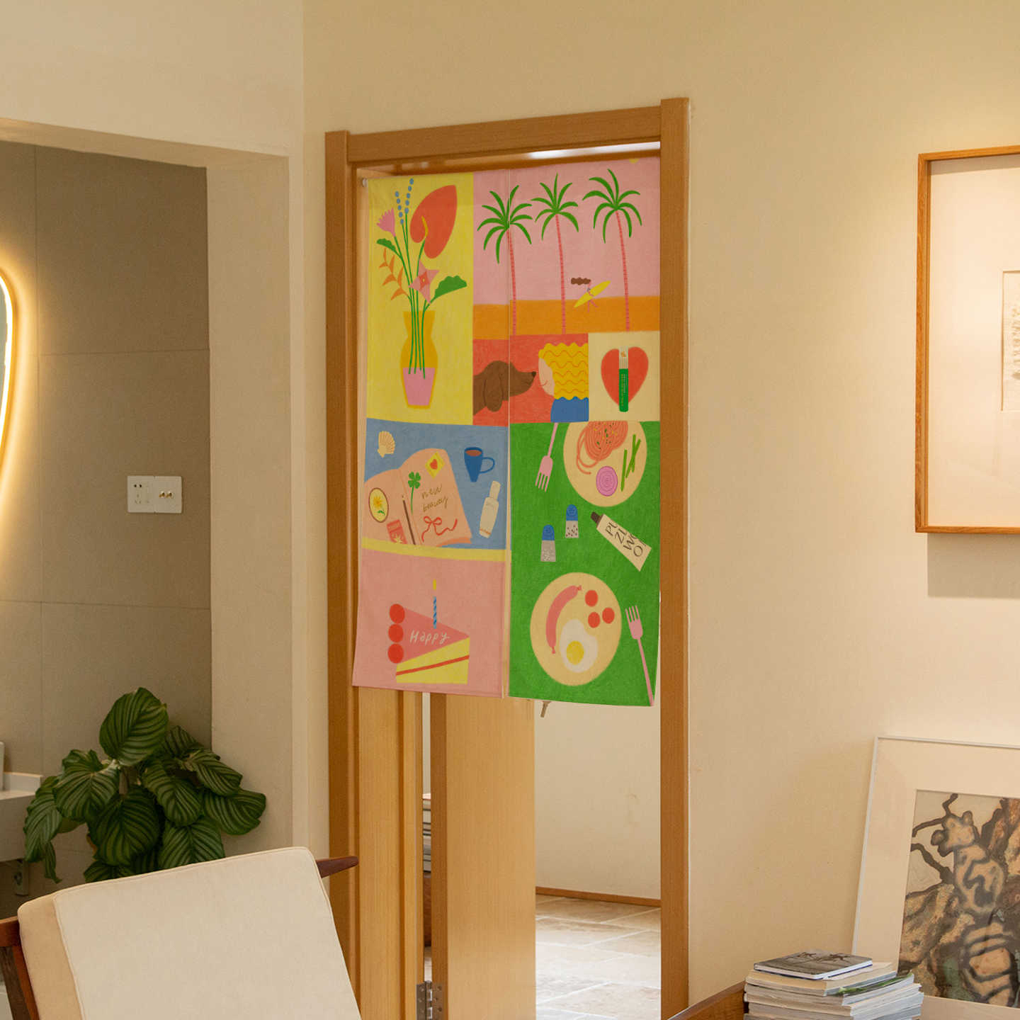 ม่านประตูโนเรนลายวาดมือสไตล์ทร - Commercial Window Printing บทวิจารณ์และราคา
